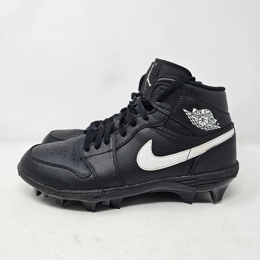 Nike Jordan 1 Retro MCS Baseball Cleats Mens 9 Black White Leather‎ FJ6805-001
